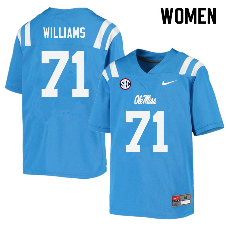 Jayden Williams Ole Miss Rebels NCAA Women's Powder Blue #71 Stitched Limited College Football Jersey BGO7858HH
